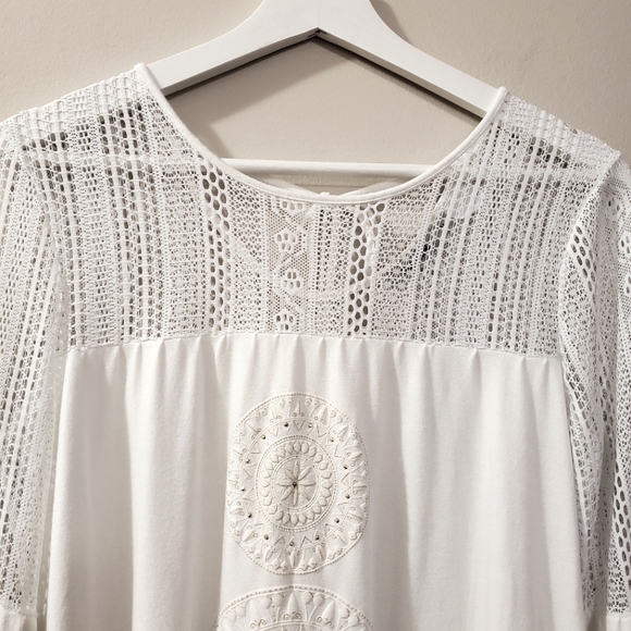 Desigual - White Boho Lace Blouse - Size M - Picture 6 of 10